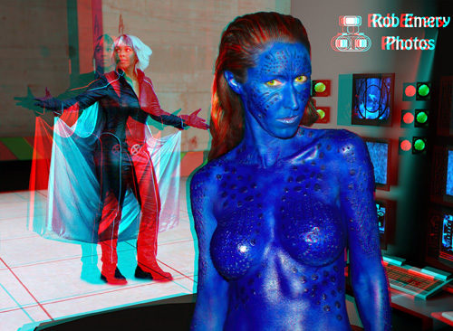 Mystique and storm break into a dam control room